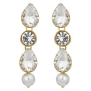Etnico 18K Gold Plated Traditional Pearl & Stone Studded Necklace Jewellery Set With Earrings For Women (ML140W)