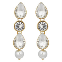 Etnico 18K Gold Plated Traditional Pearl & Stone Studded Necklace Jewellery Set With Earrings For Women (ML140W)