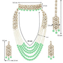 Etnico 18K Gold Plated Traditional 5 Layers Kundan & Pearl Beaded Moti Raani Haar Necklace Jewellery Set For Women (ML164MinCO)