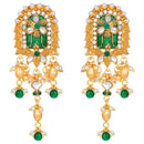 Etnico 18K Gold Plated Traditional Pearl Beaded Multi Strand Meena Work Long Necklace Jewellery Set & Earrings Set For Women (ML181G)