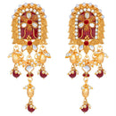 Etnico 18K Gold Plated Traditional Pearl Beaded Multi Strand Meena Work Long Necklace Jewellery Set & Earrings Set For Women (ML181M)