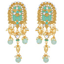 Etnico 18K Gold Plated Traditional Pearl Beaded Multi Strand Meena Work Long Necklace Jewellery Set & Earrings Set For Women (ML181Min)