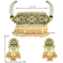 Etnico Traditional Gold Plated Kundan Pearl Meena Work Choker Jewellery set with Jhumkis For Women (ML185G)