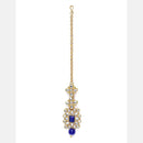 Etnico 18K Gold Plated Beaded Choker Set Studded with Pearl & Kundan with Earrings & Maang Tikka for Women (ML224Bl)