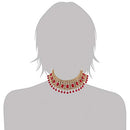 Etnico Traditional Gold Plated Kundan & Beads Choker Necklace Jewellery Set with Maang Tiika for Women
