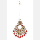 Etnico 18K Gold Plated Traditional Choker With Earrings & Maang Tikka Encased With Kundan (M4160M)