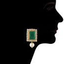 Etnico 18K Gold Plated Traditional Handcrafted Stone Studded Pearl Choker Necklace Jewellery Set with Earrings For Women (ML237G)