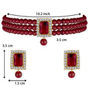 Etnico 18K Gold Plated Traditional Handcrafted Stone Studded Pearl Choker Necklace Jewellery Set With Earrings For Women/Girls (ML237MM)