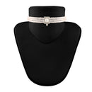 Etnico 18K Rhodium Plated Crystal Stone Beaded Choker Necklace Jewellery Set With Earrings (ML237ZS)