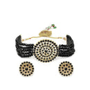 Etnico 18K Gold Plated Traditional Light Weight Crystal Stone Beaded Choker Necklace Jewellery Set Glided With Moti Work (ML239B)