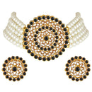 Etnico 18K Gold Plated Traditional Light Weight Pearl Beaded Choker Necklace Jewellery Set Glided With Moti Work (ML239WB)