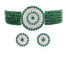 Etnico 18K Rhodium Plated Traditional Light Weight Pearl Beaded Choker Necklace Jewellery Set Glided With Moti Work (ML239ZG)