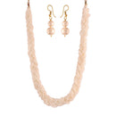 Etnico Designer Ruby Twisted Beads Long Necklace Jewellery Set With Earrings For Women (ML253W)