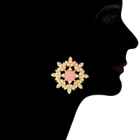 Etnico 18K Gold Plated Traditional CZ Crystal Stone with Pearl Choker Necklace Jewellery Set for Women/Girls (ML261Pi)