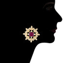 Etnico 18K Gold Plated Traditional CZ Crystal with Pearl Choker Necklace Jewellery Set for Women/Girls (ML261Q)