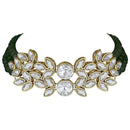 Etnico 18K Gold Plated Traditional Stone Studded Pearl Choker Necklace Set For Women (ML285G)
