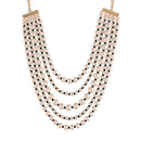 Etnico 18k Gold Plated 5 Layered Pearl Beads Rani Necklace Jewellery Set for Women (ML290G)
