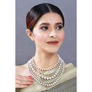 Etnico 18k Gold Plated 5 Layered Pearl Beads Rani Necklace Jewellery Set for Women (ML290M)