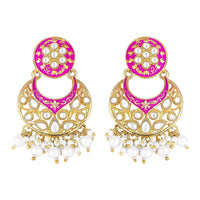 Etnico 18K Gold Plated Traditional Kundan Studded Pearl Choker Necklace Jewellery Set For Women (ML291Pi)