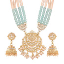Etnico 18k Gold Plated Ethnic Kundan Pearl Studded Long Necklace Set For Women (ML293SB)