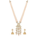 Etnico18k Gold Plated Ethnic Kundan Pearl Studded Long Necklace Set For Women (ML296W)