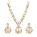 Etnico18k Gold Plated Ethnic Multi Layer Kundan Pearl Studded Long Necklace Set For Women (ML298)