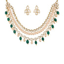 Etnico18k Gold Plated Pearl Studded & Beaded Necklace Jewellery Set For Women (ML299G)