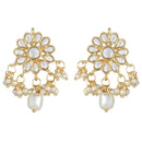 Etnico18k Gold Plated White Pearl Moti Mala Necklace Jewellery Set for Women (ML301W)