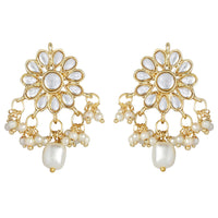 Etnico18k Gold Plated White Pearl Moti Mala Necklace Jewellery Set for Women (ML301W)