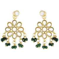 Etnico18k Gold Plated Kundan Pearl Moti Mala Necklace Jewellery Set for Women (ML302G)