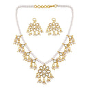 Etnico18k Gold Plated Kundan Pearl Moti Mala Necklace Jewellery Set for Women (ML302W)