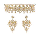 Etnico18k Gold Plated Traditional White Pearl & Kundan Studded Choker Necklace Jewellery Set For Women/Girls (ML305W)