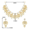Etnico18k Gold Plated Traditional White Pearl & Kundan Studded Choker Necklace Jewellery Set For Women/Girls (ML305W)