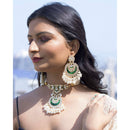 Etnico18k Gold Plated Green Meenakari Pearl & Kundan Studded Choker Necklace Jewellery Set For Women/Girls (ML306G)