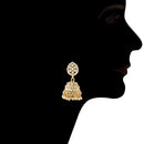 Etnico18k Gold Plated Traditional Multistrand Pearl Kundan Studded Necklace Jewellery Set For Women (ML307G)