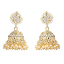 Etnico18k Gold Plated Traditional Multistrand Pearl Kundan Studded Necklace Jewellery Set For Women (ML308W)