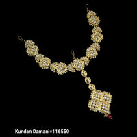 Padmawati Bangles Gold Plated Kundan & Pota Stone  Maangtikka With Sheeshphool Hair Accessories For Women