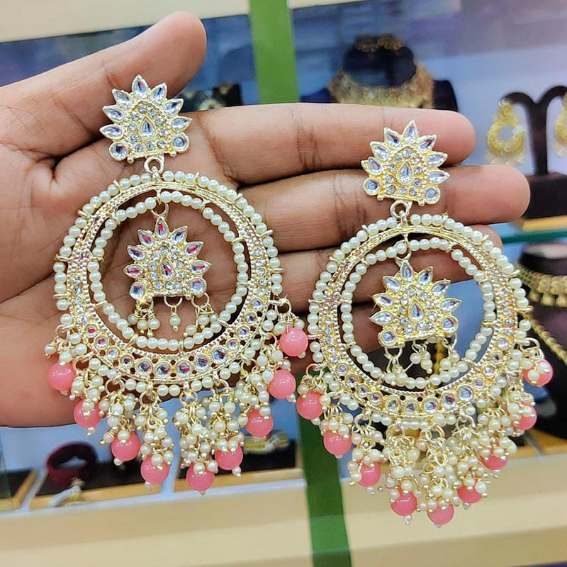 Manisha Jewellery Gold Plated  Kundan Stone & Beads Dangler Earrings