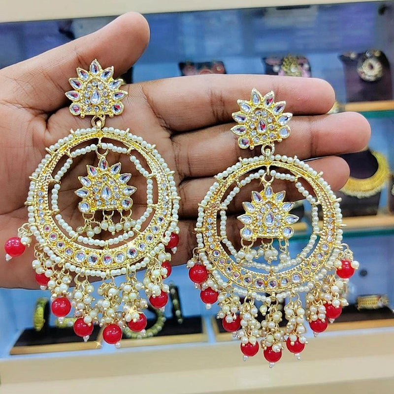 Manisha Jewellery Gold Plated  Kundan Stone & Beads Dangler Earrings