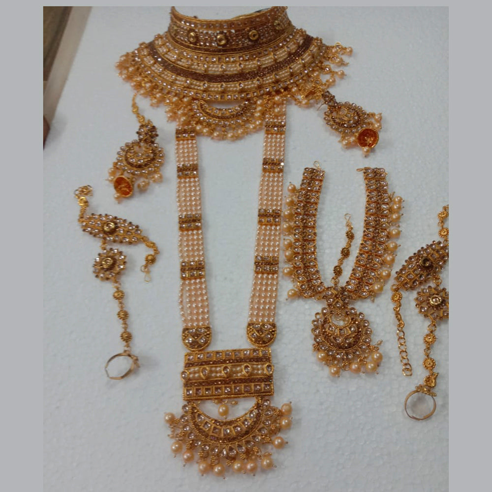 Neetu Art Gold Plated Lct Stone And Kundan Bridal Jewellery Set for Women  - NABridal61