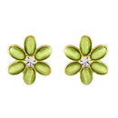 Mahi Monalisa Cats Eye Light Green Flower Gold Plated Necklace Set for Women