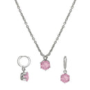 Mahi Solitaire Pink Round Crystal Pendant Set for Women (NL1103773RPin)