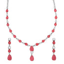 Mahi Rhodium Plated Cute & Delicate Pink Crystals Necklace Set for Women (NL1103805RPin)
