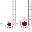 Mahi Valentine Gift with Light Red Swarovski Crystals Rhodium Plated Bow Pendant Set for Women