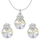 Mahi Valentine with White AB Gift Swarovski Crystals Rhodium Plated Heart Pendant Set for Women