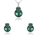 Mahi Rhodium Plated Green Swarovski Crystal Pendant Set for Women