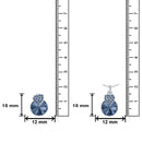 Mahi Valentine Gift with Montana Blue Swarovski Crystals Rhodium Plated Heart Pendant Set for Women
