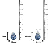 Mahi Valentine Gift with Montana Blue Swarovski Crystals Rhodium Plated Heart Pendant Set for Women