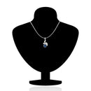 Mahi Rhodium Plated Montana Blue berry Marquise Pendant Set Made with Swarovski Crystal for Women