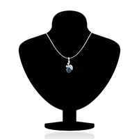 Mahi Rhodium Plated Montana Blue berry Marquise Pendant Set Made with Swarovski Crystal for Women